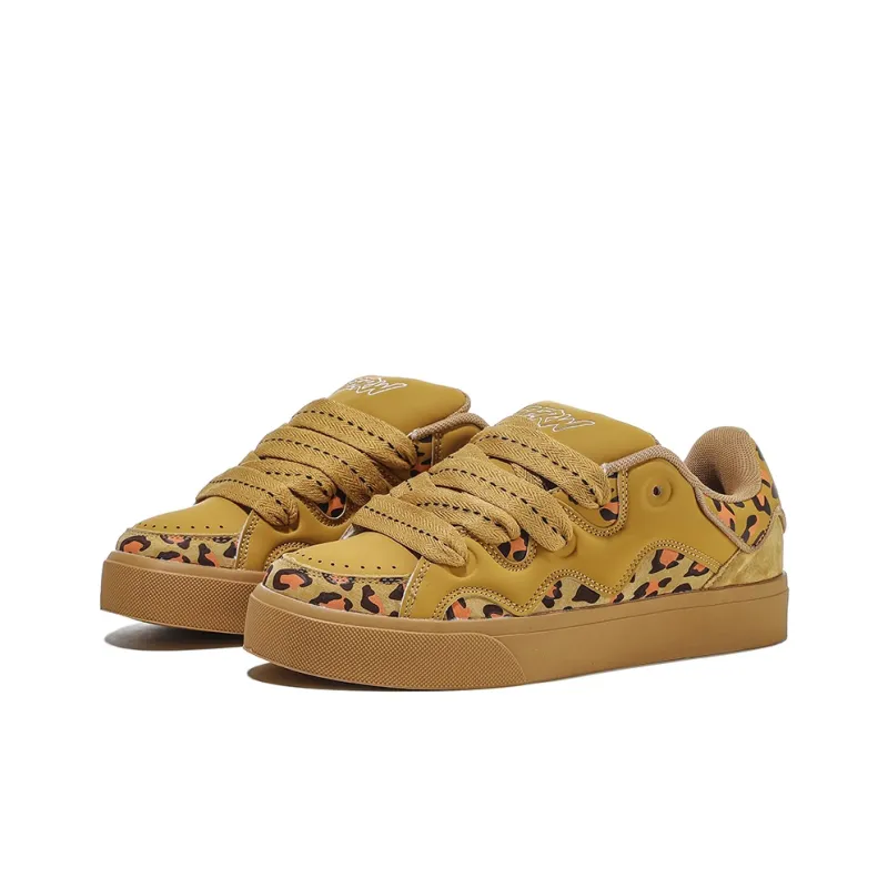 FERW Coverage Slip Resistant And Breathable Low Top Skateboard Shoes Unisex Leopard-2
