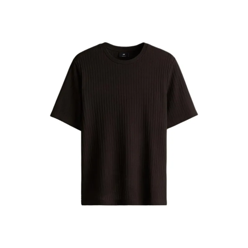 H&M T Shirts Men Dark Brown-0