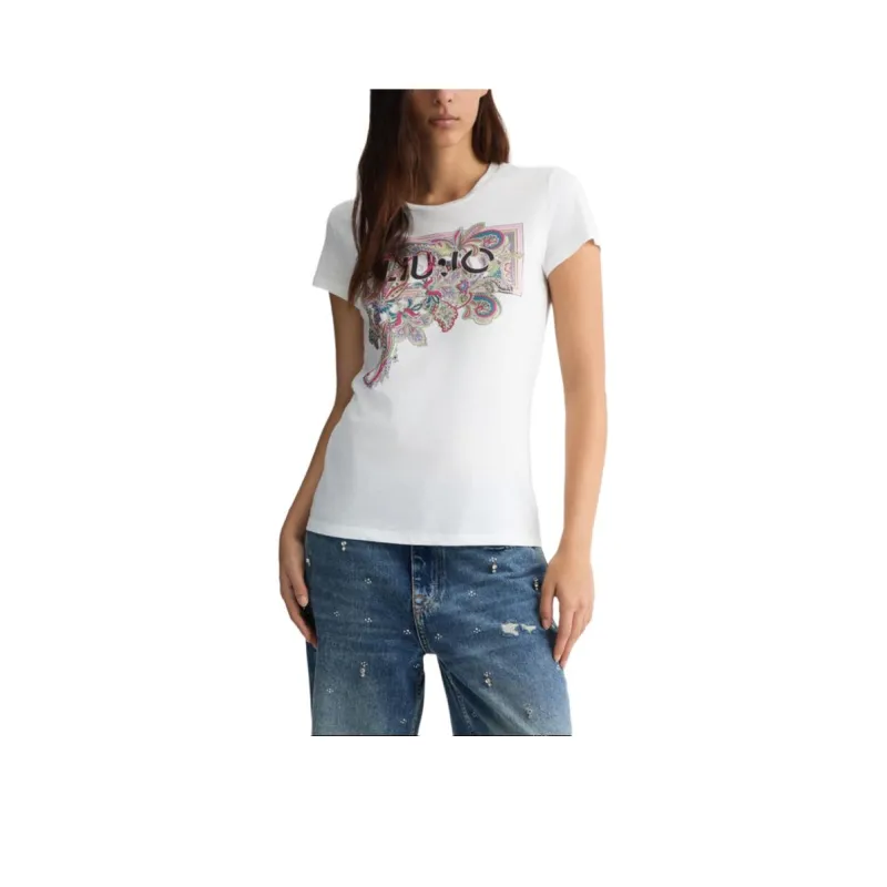 LIU·JO Crystal embellishment T shirt-0