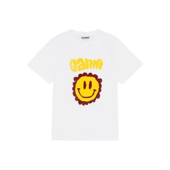 GANNI Smiley Logo Tee 'Bright White/Yellow'