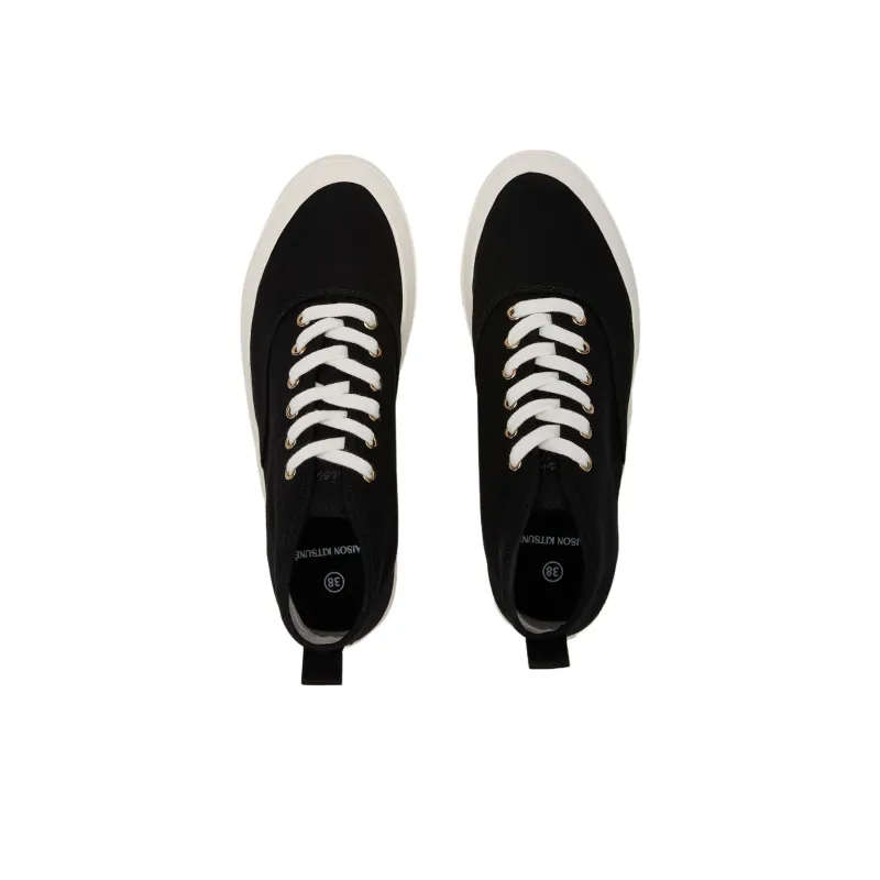 Maison Kitsune Mid Top Canvas Shoes Men's Black-4