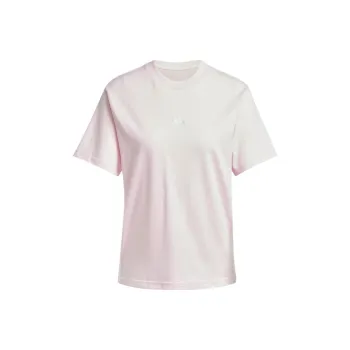 Adidas Women's Essentials 3 Stripes Cotton T Shirt Clear Pink/White