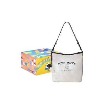 Miffy Synthetic Leather Shoulder Bag Medium Size Women's Ecru/Light Blue