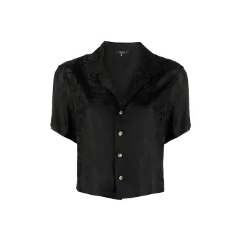 VERSACE Cropped Collared Button-Up Shirt