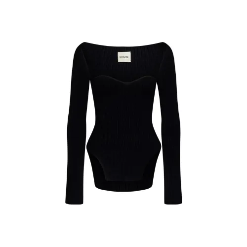 KHAITE Maddy Ribbed Sweetheart Neckline Top