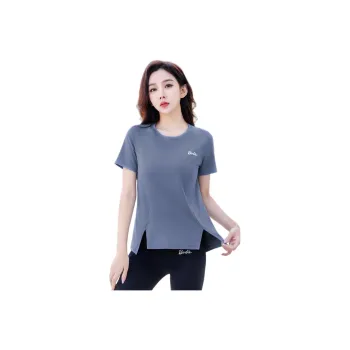 Barbie Yoga T Shirt Women's Medium Gray Blue