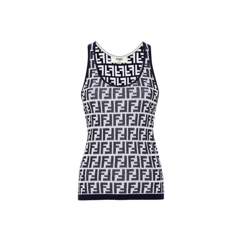 FENDI Ff Jacquard Ribbed Tank Top-0