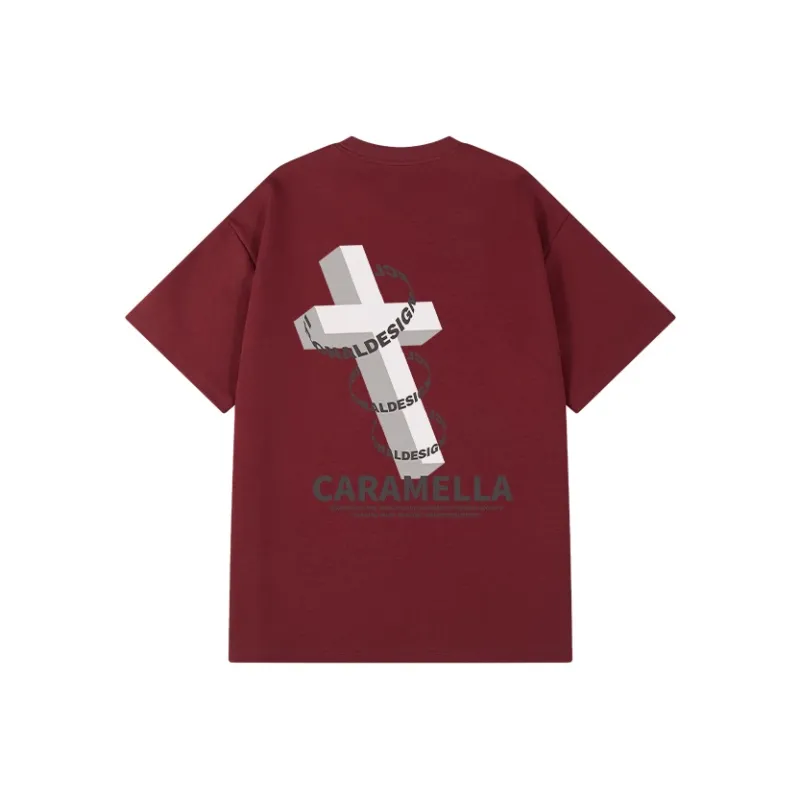 Caramella Drop Shoulder Sleeve T Shirt Unisex White Heather Gray-12
