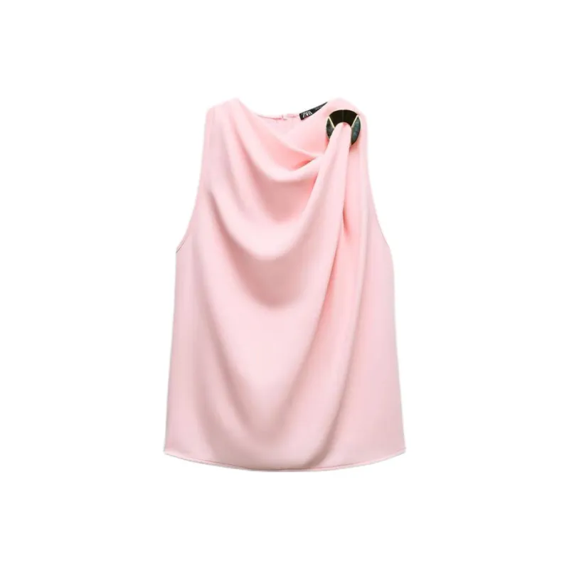 ZARA Tank Tops Women's Pink-0