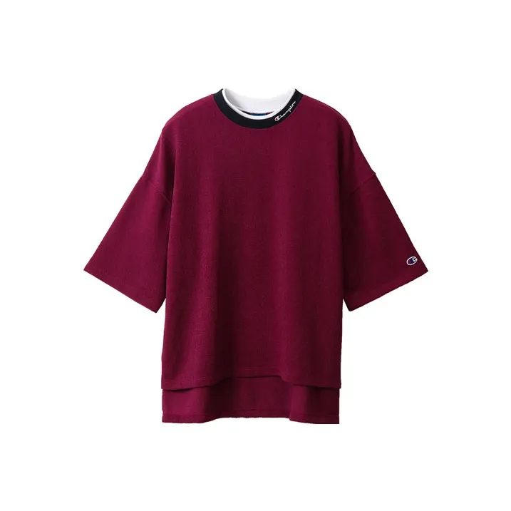 Champion Straight T-Shirt Japan Version Women's Burgundy-0