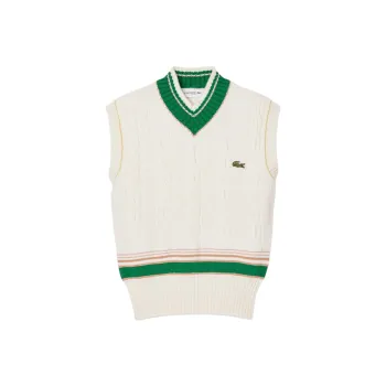 LACOSTE Cable Knit Sleeveless Sweater