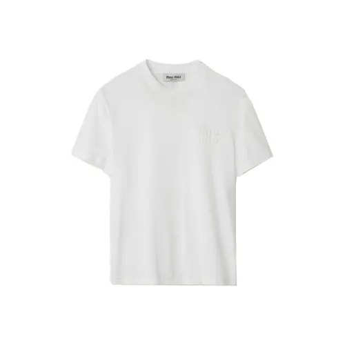 MIU MIU Logo appliqué Cotton T shirt