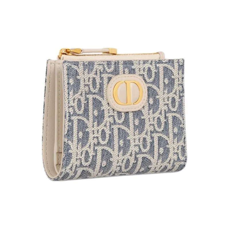 DIOR Dahlia Calfskin Wallet Women's Blue-1