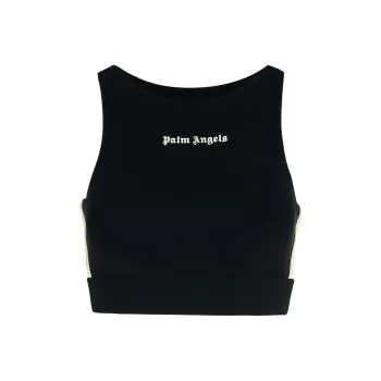 PALM ANGELS Logo Embroidered Cropped Top