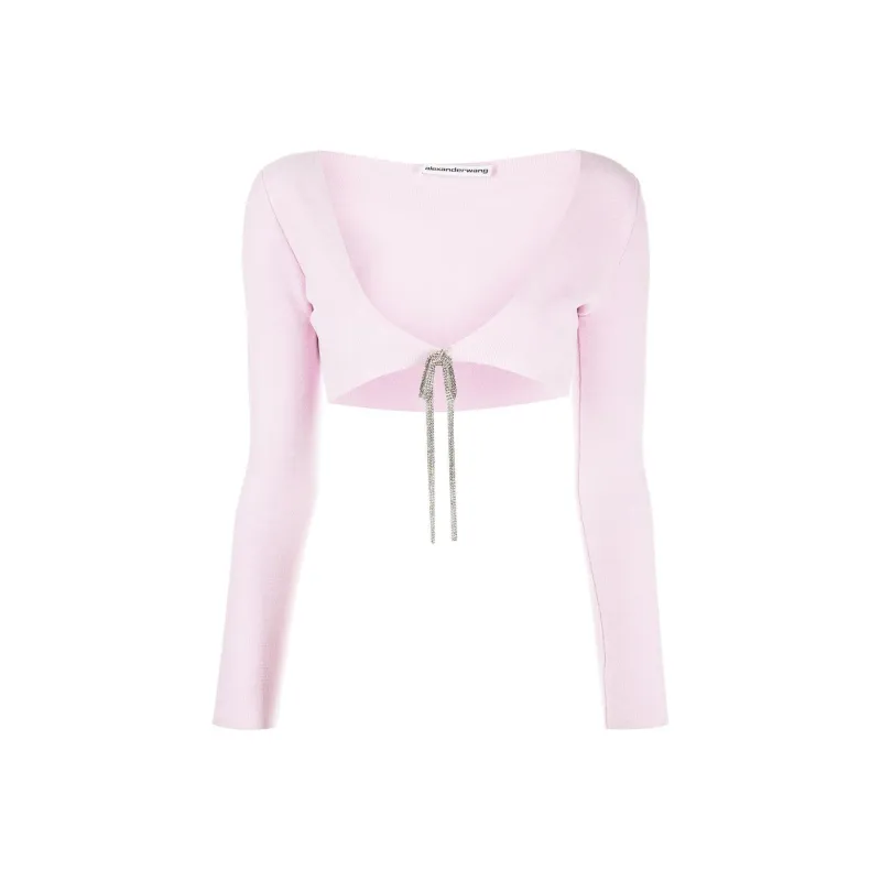 Alexander Wang Cropped Crystal tie Cardigan-0