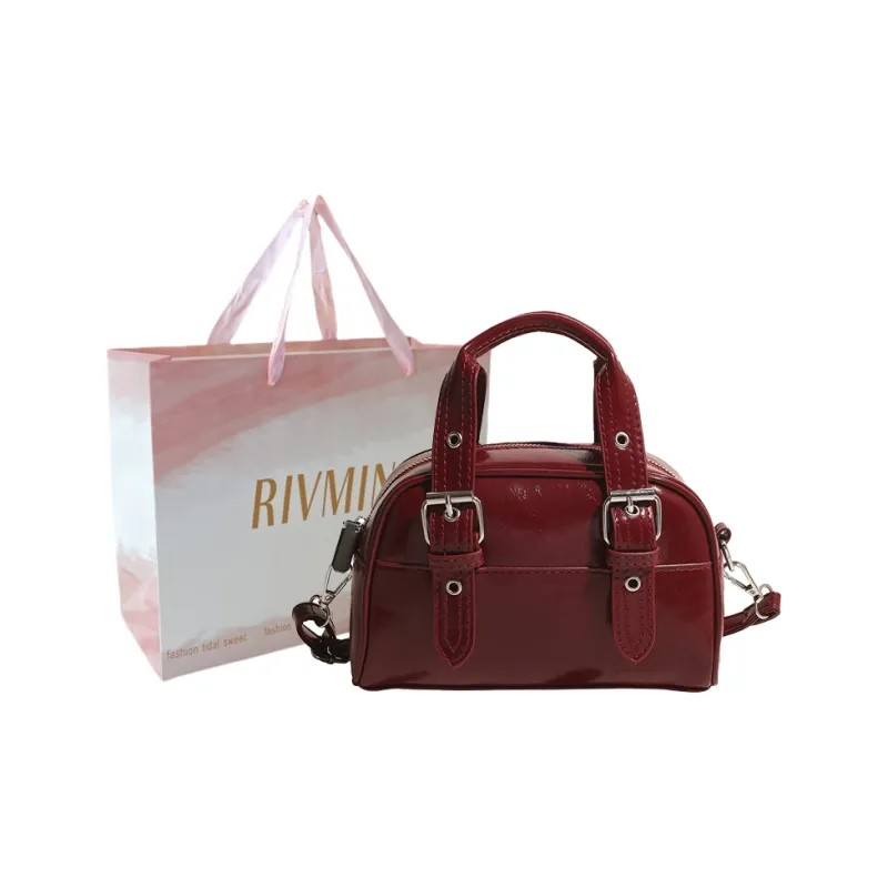 RIVMIND PU One Shoulder Handbag Women's Ecru/Pink/Light Blue/Red/Silver/Black-18