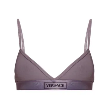 VERSACE Logo Patch V Neck Bra