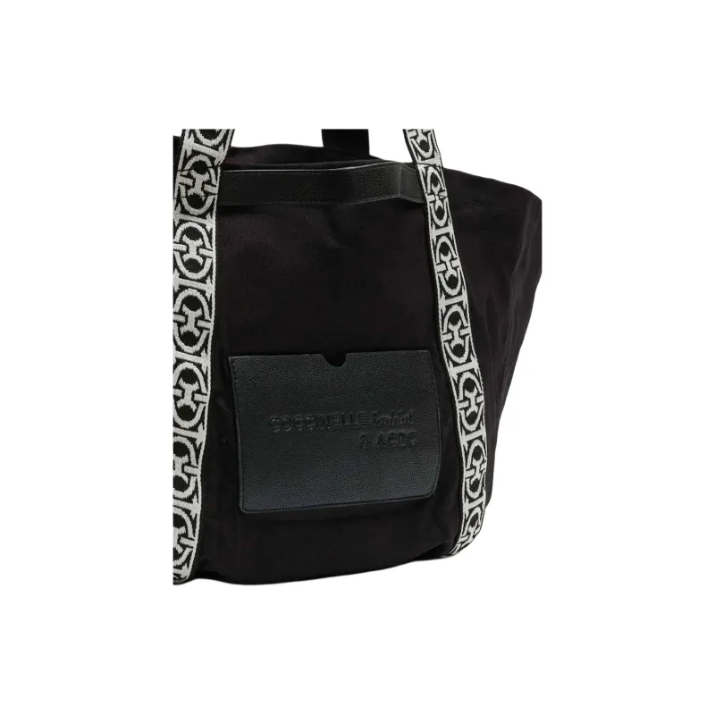 COCCINELLE Recycled Cotton Tote Bag, Shopping Bag, Handbag Women's Black-2