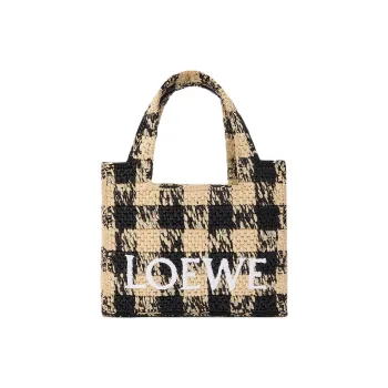 LOEWE Font Tote Raffia Tote Bag, Shopping Bag, Shoulder Bag, Handbag Mini Women's Natural & Black