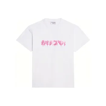 Balenciaga Women's Slime Medium Fit Vintage T Shirt White/Pink