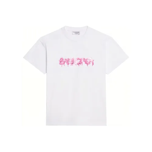 Balenciaga Women's Slime Medium Fit Vintage T Shirt White/Pink