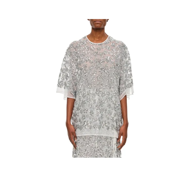 CECILIE BAHNSEN Floral sequins T shirt-0