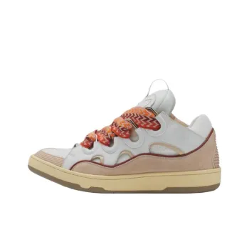 Lanvin Curb Low Top Skateboard Shoes Unisex White Peach Color