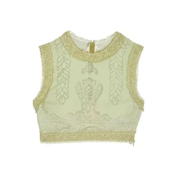 Giambattista Vall Jardin D'Eden Macramé Cropped Top