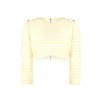 Zimmermann Embroidered striped Cropped Top