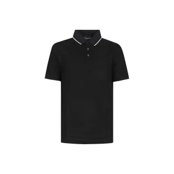 EMPORIO ARMANI Stretch Piqué Polo Shirt With Micro Eagle Embroidery