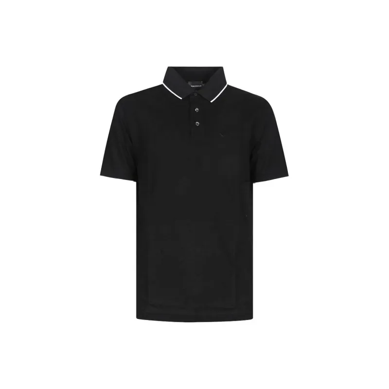 EMPORIO ARMANI Stretch Piqué Polo Shirt With Micro Eagle Embroidery-0