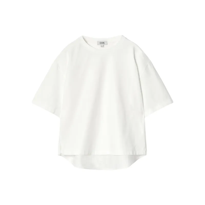 COS Drop Shoulder Sleeve T Shirt Women's Ecru-0