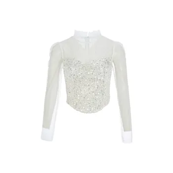 Marie Elie Crop Tops Women's Beige