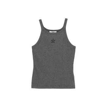 FENDI Logo Embroidered Sleeveless Ribbed Top