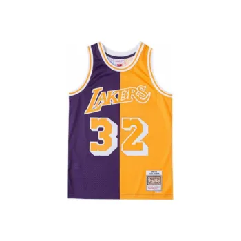 Mitchell Ness Basketball Jerseys Unisex Patchwork Purple Gold