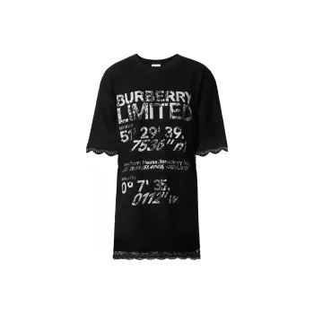 Burberry Lace Overlay Coordinates T Shirt 'Black'