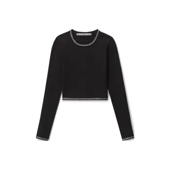 Alexander Wang Embellished logo Cropped T shirt