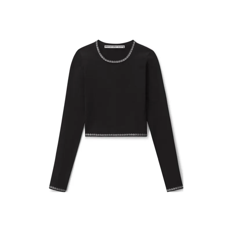 Alexander Wang Embellished logo Cropped T shirt-0
