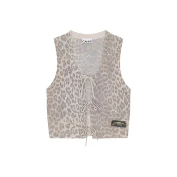 GANNI Tank Tops Women's Leopard Print