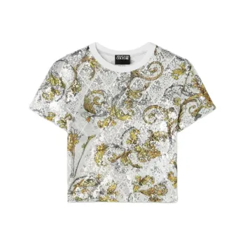 VERSACE Baroque Print Cropped T Shirt