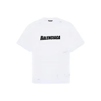 Balenciaga Drop Shoulder Sleeve T Shirt Women's White Loose Fit
