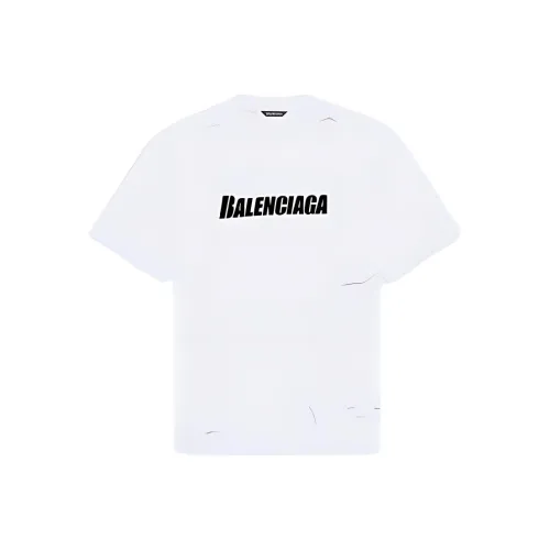 Balenciaga Drop Shoulder Sleeve T Shirt Women's White Loose Fit