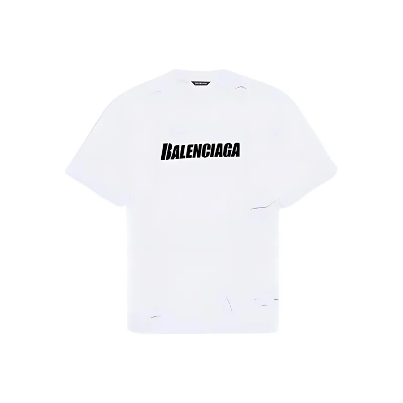 Balenciaga Drop Shoulder Sleeve T Shirt Women's White Loose Fit-0