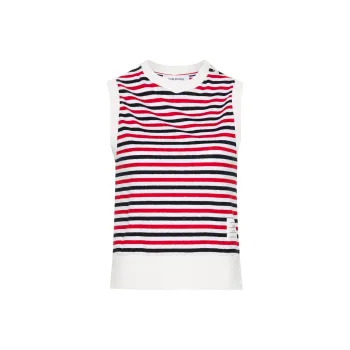 THOM BROWNE Striped Linen Top