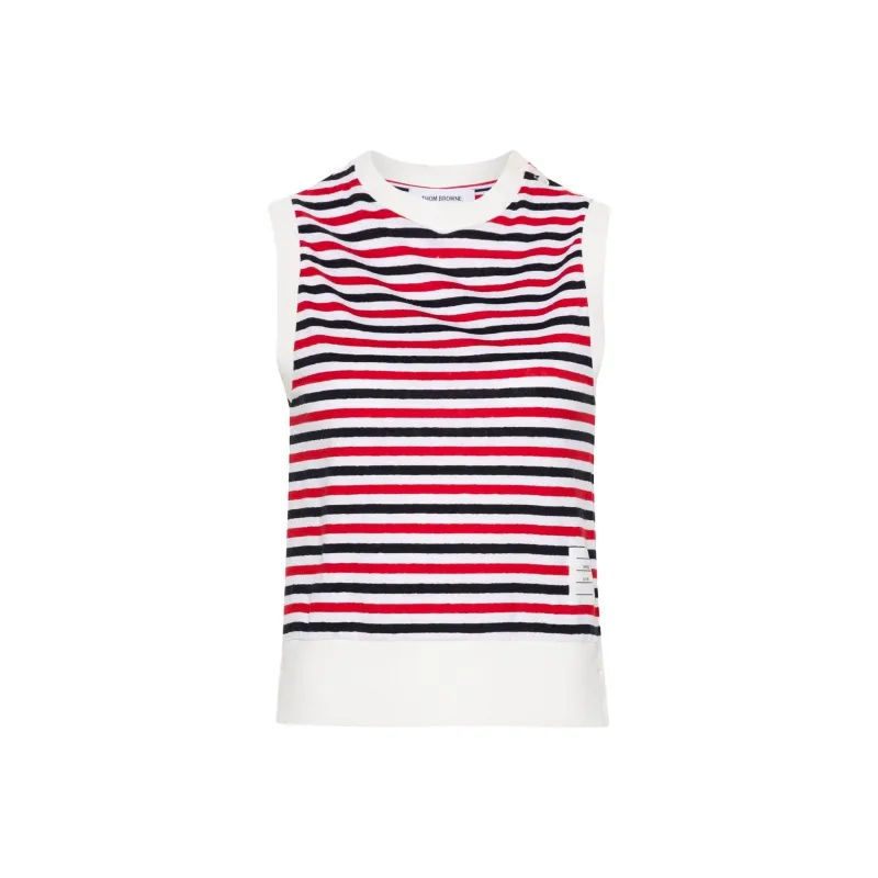 THOM BROWNE Striped Linen Top-0