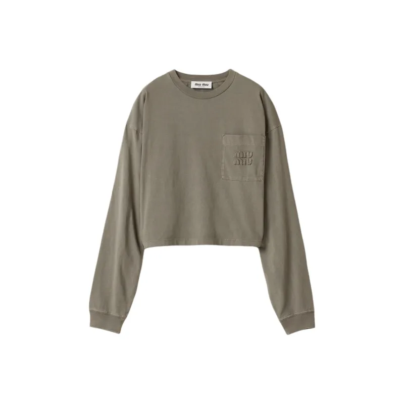 MIU MIU Regular T Shirt Women's Olive Green-0