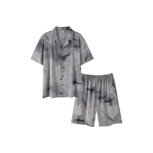 Sha Qian Pajama Set Men's Smoke Gray