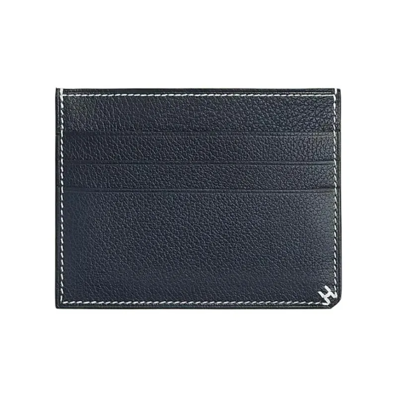 HERMES H Sellier Leather Card Holder Women's New Ocean Blue-1
