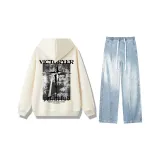 Cream Top+Light Blue Pants