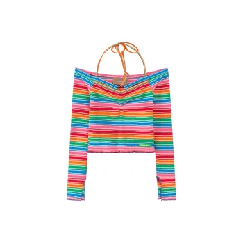 CHUU Crop Tops Women's Rainbow Stripes